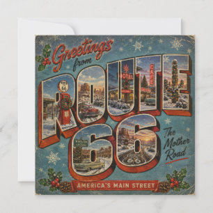 Tarjeta postal de Navidad de la Ruta 66 con letras