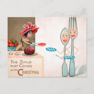 Tarjeta postal de Navidad de muñeca de madera vict