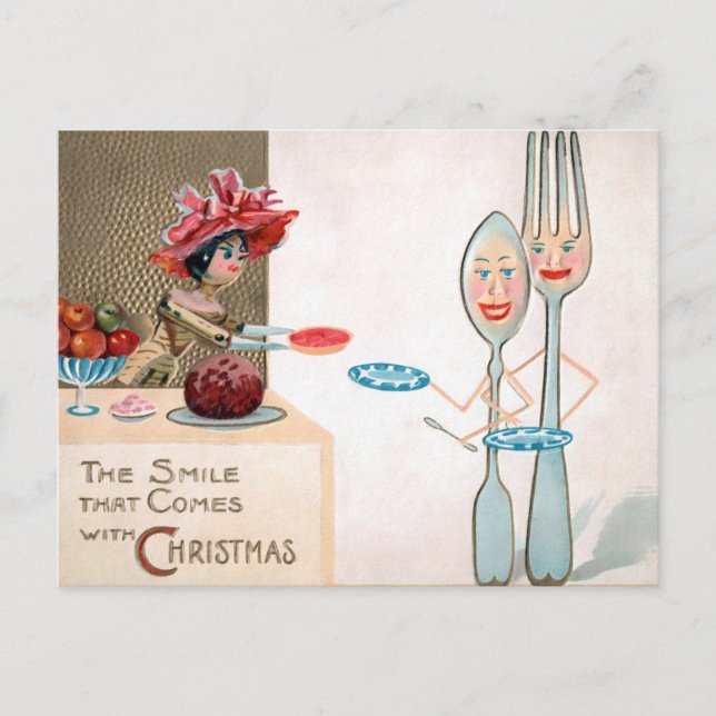 Tarjeta postal de Navidad de muñeca de madera vict (Anverso)