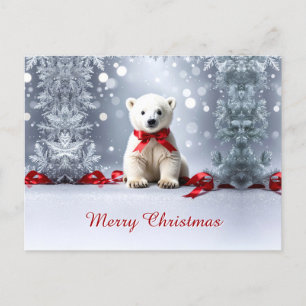 Tarjeta postal de Navidad de oso polar