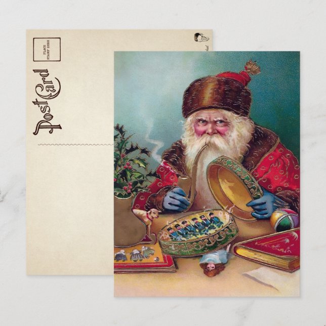 Tarjeta postal de Navidad de Papá Noel enfadado vi (Anverso / Reverso)