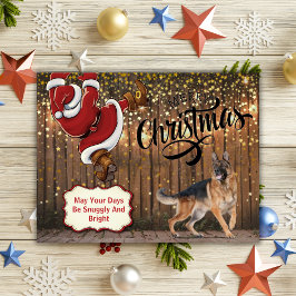 Tarjeta Postal de Navidad de Pastor Alemán Santa