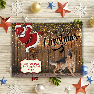 Tarjeta Postal de Navidad de Pastor Alemán Santa