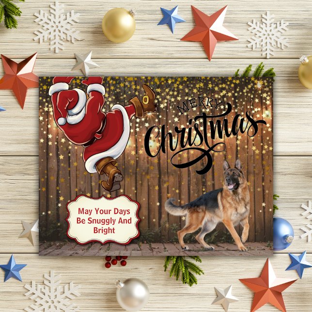 Tarjeta Postal de Navidad de Pastor Alemán Santa (German Shepherd Santa Christmas Postcard)