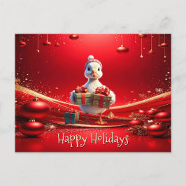Tarjeta postal de Navidad de pato lindo