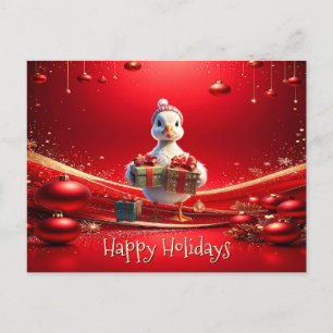 Tarjeta postal de Navidad de pato lindo