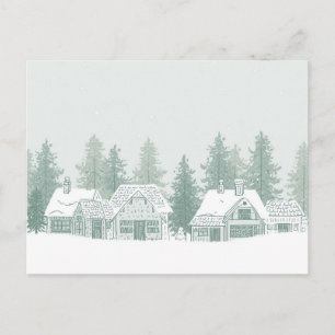 Tarjeta postal de Navidad de pueblo invernal vinta