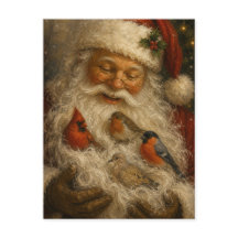 Tarjeta postal de Navidad de Santa Birds