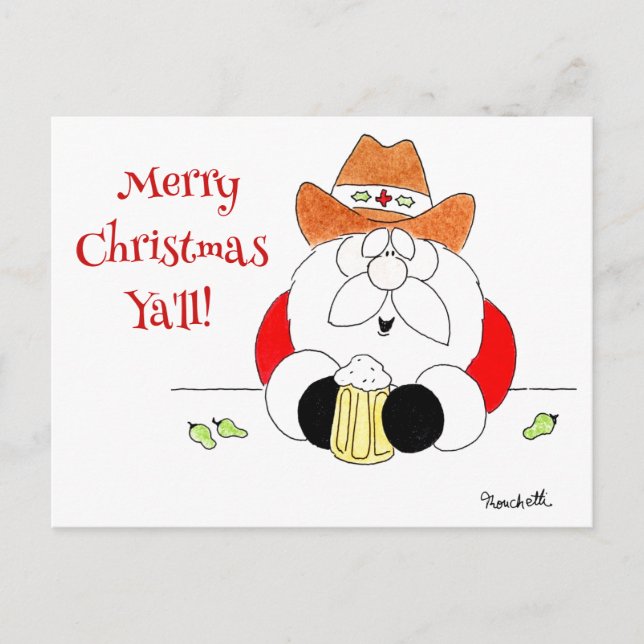 Tarjeta postal de Navidad de Santa Texas (Anverso)