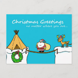 Tarjeta postal de Navidad de Santa y Reno