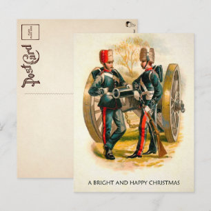 Tarjeta postal de Navidad de soldados antiguos 