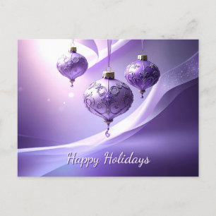 Tarjeta postal de Navidad decorativa de bola púrpu