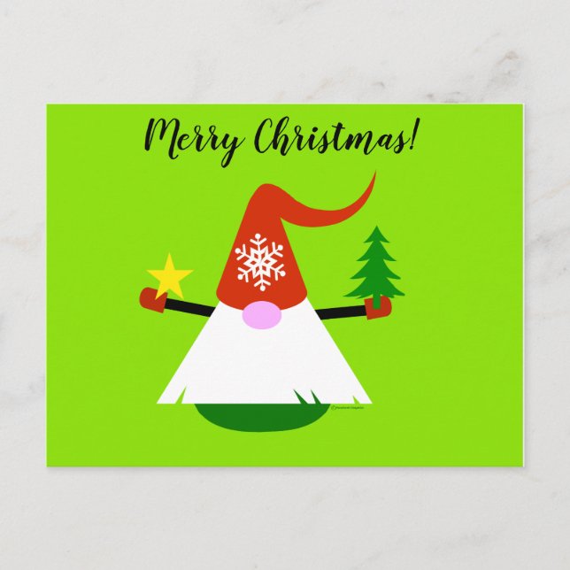 Tarjeta postal de Navidad del gnomo alegre (Anverso)