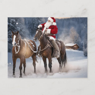 Tarjeta postal de Navidad del oeste con Santa en c
