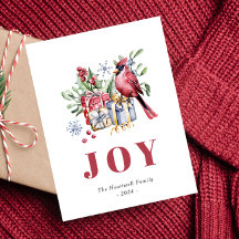 Tarjeta postal de Navidad del pájaro cardenal acua