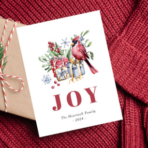 Tarjeta postal de Navidad del pájaro cardenal acua