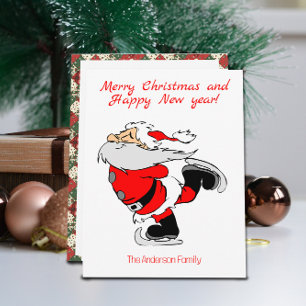 Tarjeta postal de Navidad del simpático Santa Clau