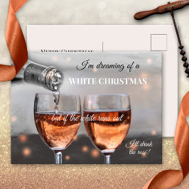 Tarjeta postal de Navidad divertida con vino Rosé