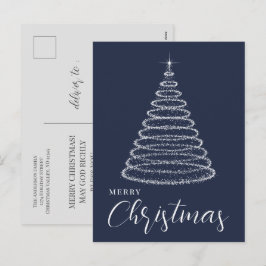 Tarjeta postal de Navidad elegante azul marino