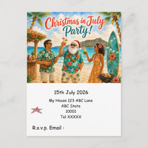 Tarjeta postal de Navidad en julio con PAPÁ NOEL