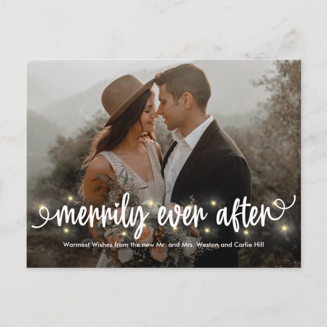 Tarjeta postal de Navidad Felizmente Casados (Anverso)