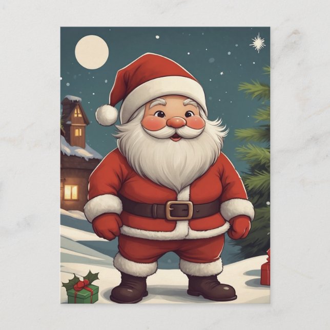 Tarjeta postal de Navidad festiva de Santa (Anverso)