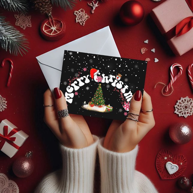 Tarjeta postal de Navidad Graffi Black Merry Chris (Subido por el creador)