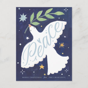 Tarjeta postal de Navidad ilustrada con paloma de 