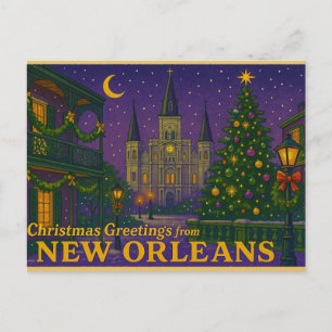 Tarjeta postal de Navidad inspirada en el Mardi Gr