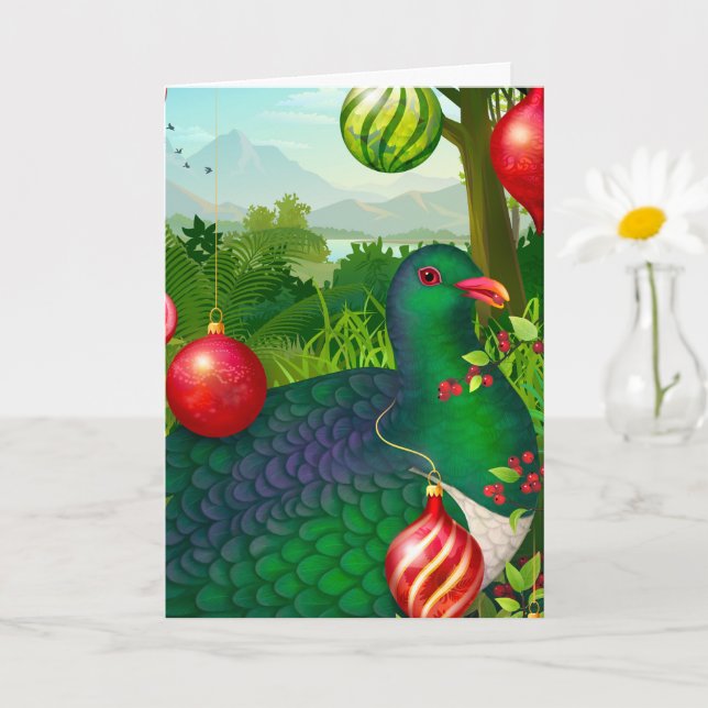 Tarjeta Postal de Navidad Kereru (Planta pequeña)