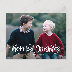 Tarjeta postal de Navidad más alegre dibujada feli