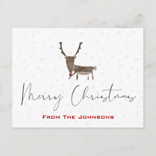 Tarjeta postal de Navidad moderna de Rudolf festiv