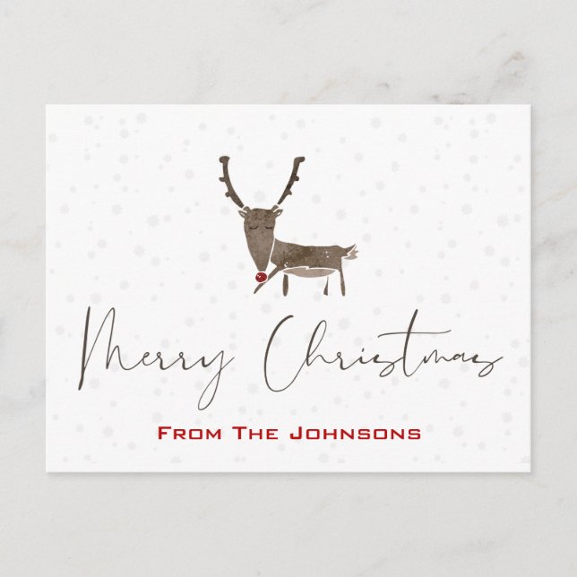 Tarjeta postal de Navidad moderna de Rudolf festiv (Anverso)