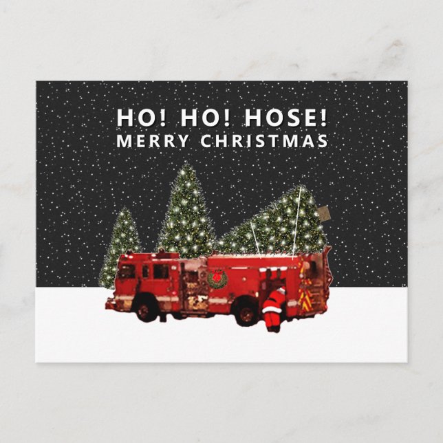 Tarjeta postal de Navidad para bomberos (Anverso)