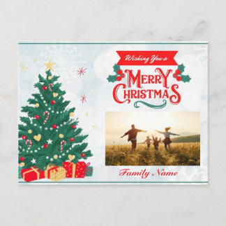 Tarjeta postal de Navidad personalizable con árbol