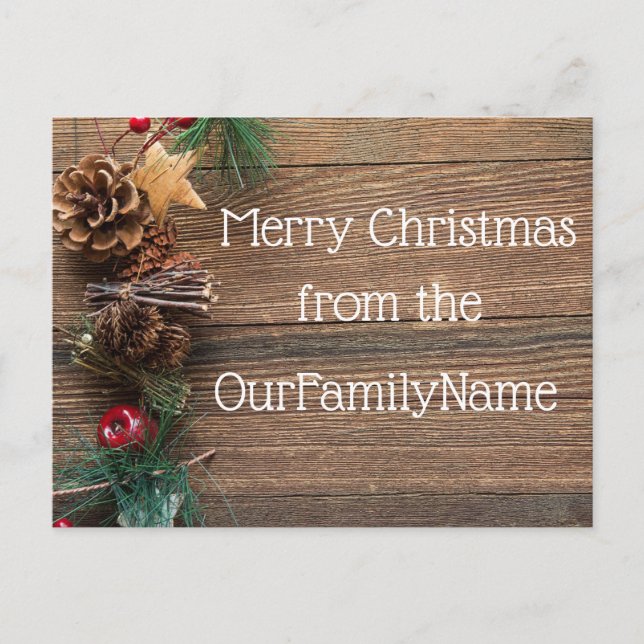 Tarjeta postal de Navidad personalizable con textu (Anverso)