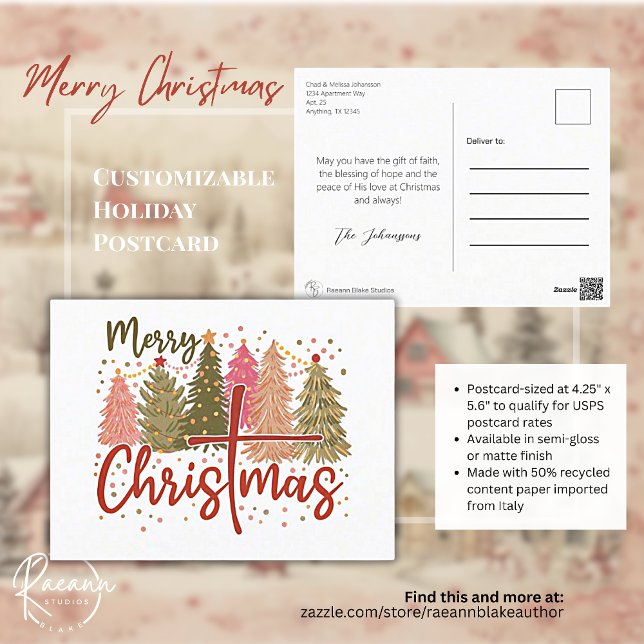 Tarjeta postal de Navidad personalizable de fiesta (Subido por el creador)
