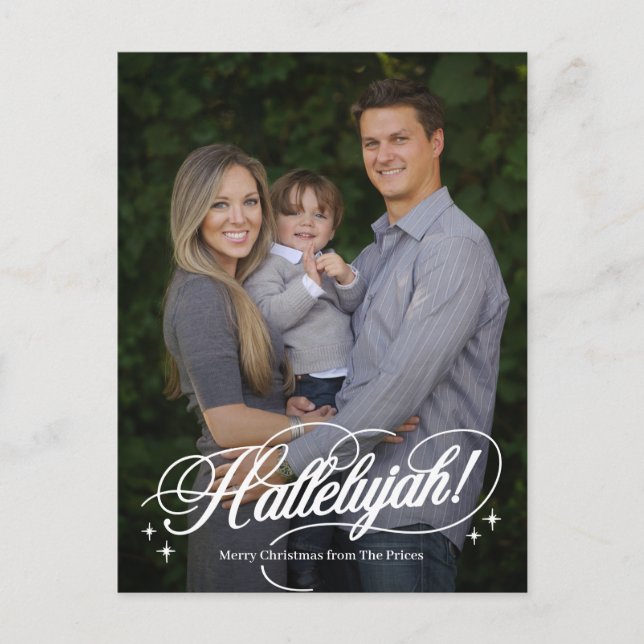Tarjeta postal de Navidad religiosa Hallelujah (Anverso)