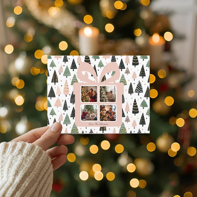 Tarjeta postal de Navidad rosa moderna personaliza (Subido por el creador)