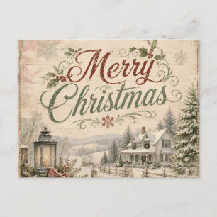 tarjeta postal de Navidad shabby chic