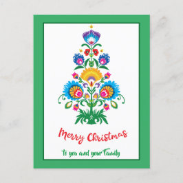 🎄 tarjeta postal de Navidad verde folklórica de N