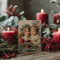 Tarjeta postal de Navidad Victoriana antigua