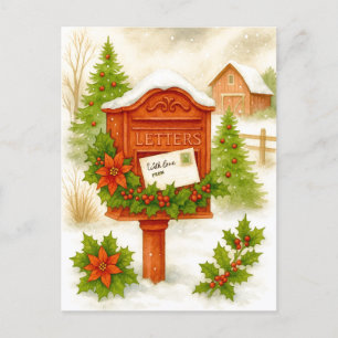 Tarjeta postal de Navidad vintage de invierno acog