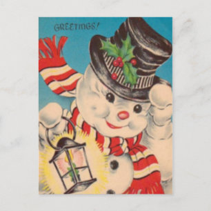 Tarjeta postal de Navidad vintage de muñeco de nie