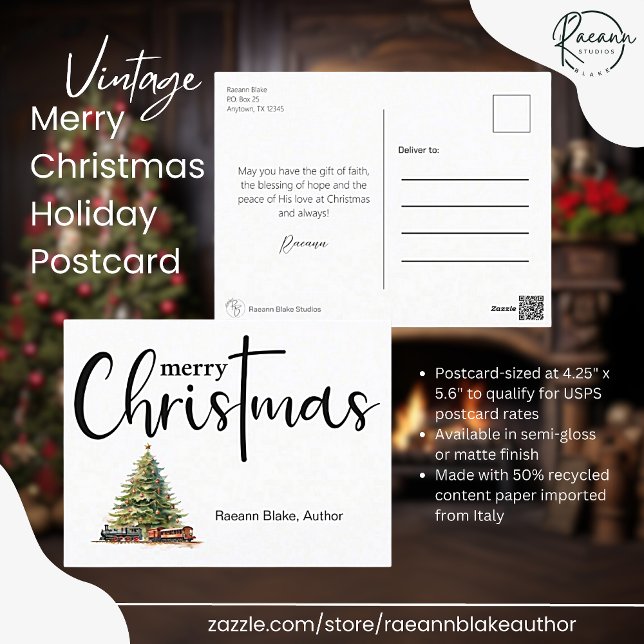 Tarjeta postal de Navidad Vintage Merry (Subido por el creador)