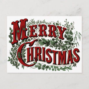 Tarjeta postal de Navidad Vintage Merry