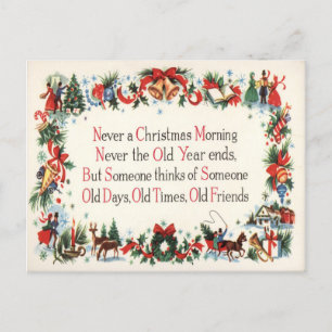 Tarjeta postal de Navidad vintage poema de Navidad