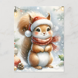 Tarjeta postal de Navidades de ardilla de corte