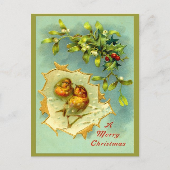 Tarjeta postal de Navidades de aves vitícolas (Anverso)