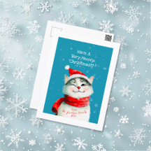 Tarjeta postal de Navidades de felinos de Cute Meo